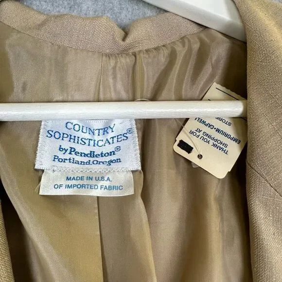 Country Sophisticates Pendleton Womens 18W Silk Blend Blazer & Skirt Set Tan NWT